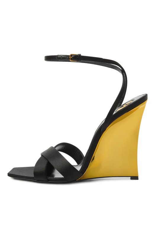 Атласные босоножки Lydia 100 Saint Laurent 830287/9QNA0 Чёрный  830287/9QNA0 Фото 4