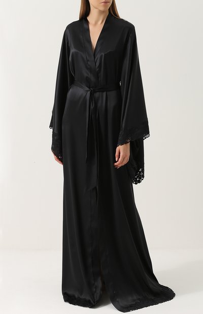 Шелковый халат-макси с кружевной отделкой LA PERLA, арт. 0006890, фото 2