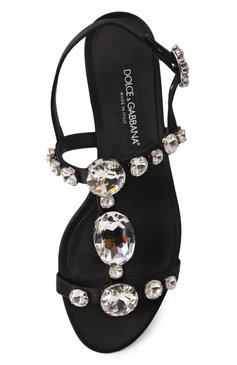 Женские текстильные сандалии bianca DOLCE & GABBANA черного цвета, арт. CQ0601/A9T43 | Фото 7 (Каблук высота: Низкий; Материал внутренний: Натуральная кожа; Подошва: Плоская; Драгоценные камни: Проставлено; Материал внешний: Текстиль; Материал сплава: Проставлено)