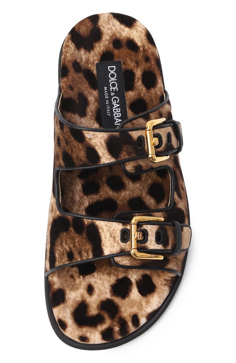 Женские комбинированные шлепанцы DOLCE & GABBANA леопардового цвета, арт. CQ0632/A6L97 | Фото 6 (Материал внешний: Текстиль, Натуральная кожа; Подошва: Плоская; Материал внутренний: Натураль�ная кожа; Размерность: Идёт в размер; Автоматизация ТО: Проставлено; Автоматизация состава: Проставлено)