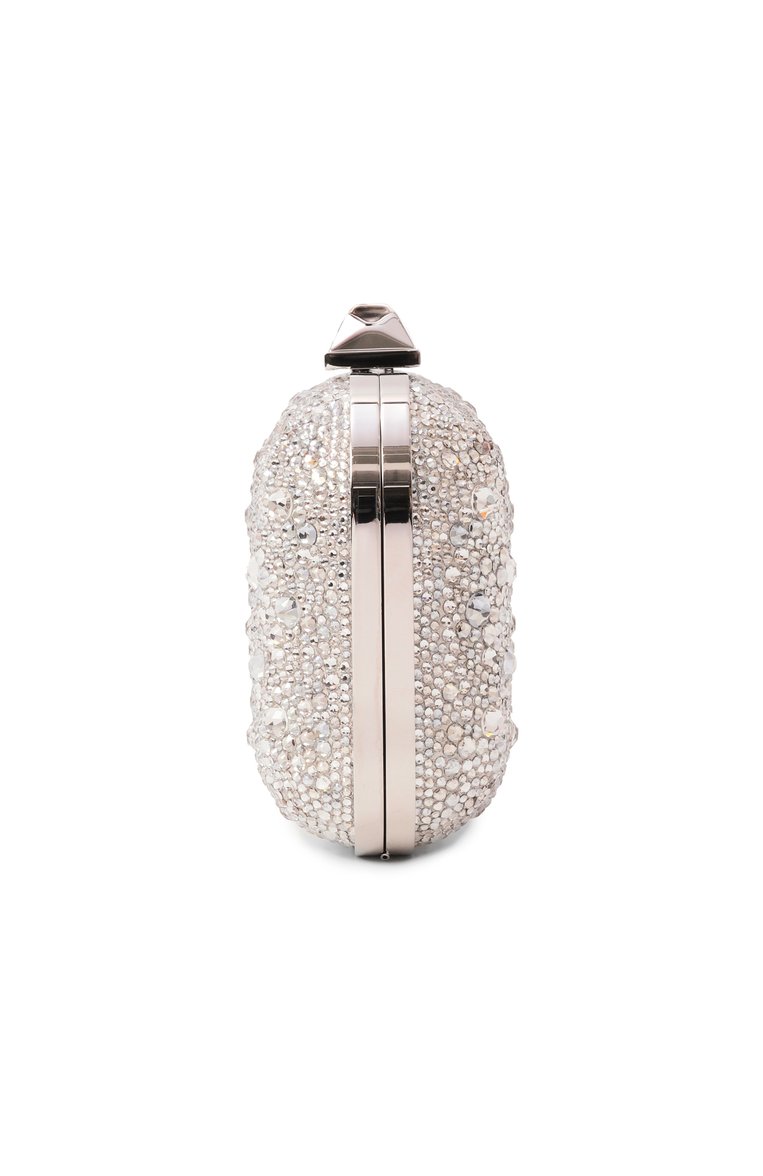 Женский клатч cloud JIMMY CHOO серебряного цвета, арт. CL0UD/EXC | Фото 4 (Драгоценные камни: Проставлено; Материал сплава: Проставлено; Размер: mini; Материал: Текстиль; Женское Кросс-КТ: Клатч-клатчи, Вечерняя сумка)