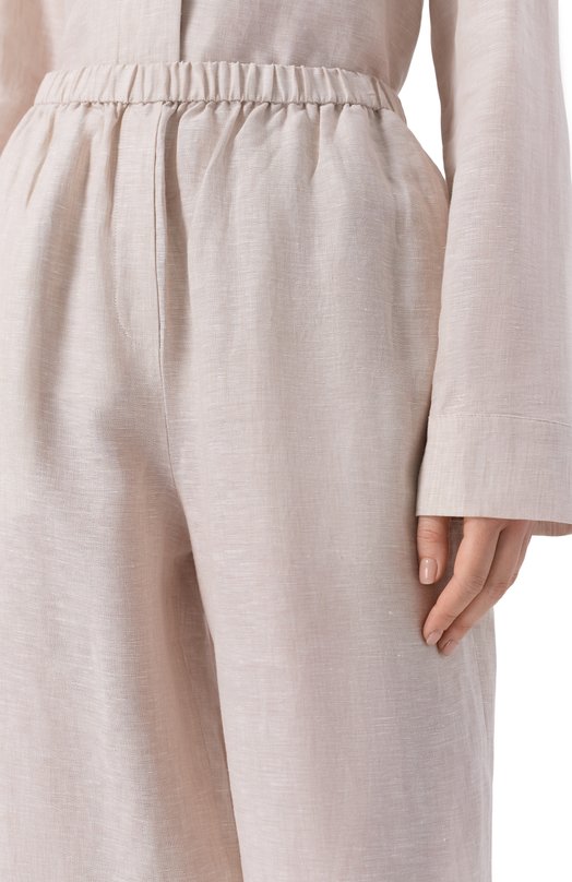 Льняные брюки 12 STOREEZ 137460 Кремовый  137460 Фото 5