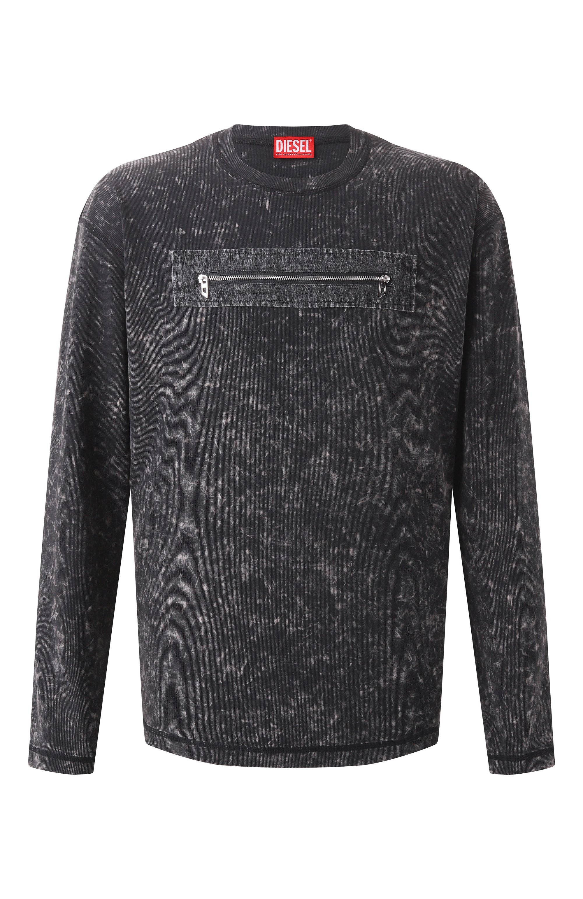 Хлопковый лонгслив DIESEL темно-серого цвета по цене 23600 руб., арт. A17634/0QMAU, фото 1 Хлопковый лонгслив DIESEL, арт. A17634/0QMAU, фото 1
