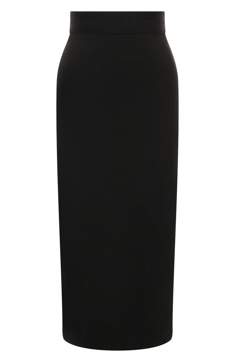 Женская шерстяная юбка MSGM черного цвета, арт. 3741MDD23/247506 | Фото 1 (Длина Ж (юбки, платья, шорты): Миди; Материал внешний: Шерсть; Стили: Классический; Женское Кросс-КТ: Юбка-карандаш)