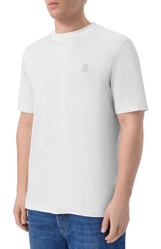 Хлопковая футболка Brunello Cucinelli M0B138440 Белый  M0B138440 Фото 3