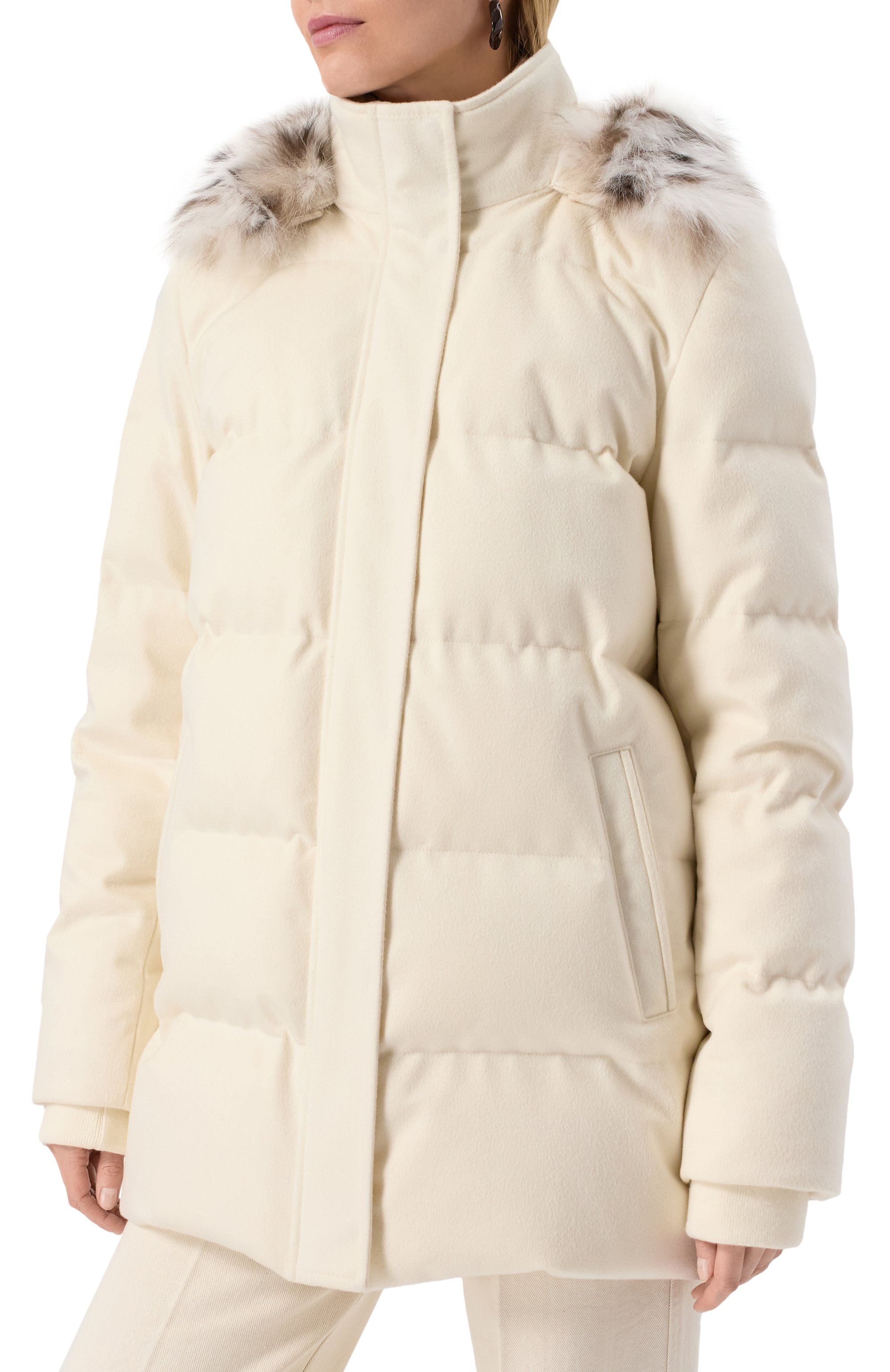 Кашемировый пуховик с отделкой из рыси MVST, арт. FTBKB-Y553LX/LC1664, фото 3