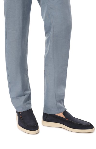 Замшевые лоферы detroit SANTONI темно-синего цвета по цене 61550 руб., арт. MGDG18482TICSSK6, фото 3 Замшевые лоферы detroit SANTONI, арт. MGDG18482TICSSK6, фото 3