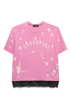 Детская хлопковая футболка DSQUARED2 розового цвета, арт. DQ2311/D0A8Z | Фото 1 (Девочки Кросс-КТ: футболка-одежда; Рукава: Короткие; Материал сплава: Проставлено; Материал внешний: Хлопок; Драгоценные камни: Проставлено; Ростовка одежда: 4 года | 104 см, 10 - 11 лет | 140 - 146см, 16 лет | 164 см, 13 - 15 лет | 158 см, 8 лет | 128 см, 6 лет | 116 см)