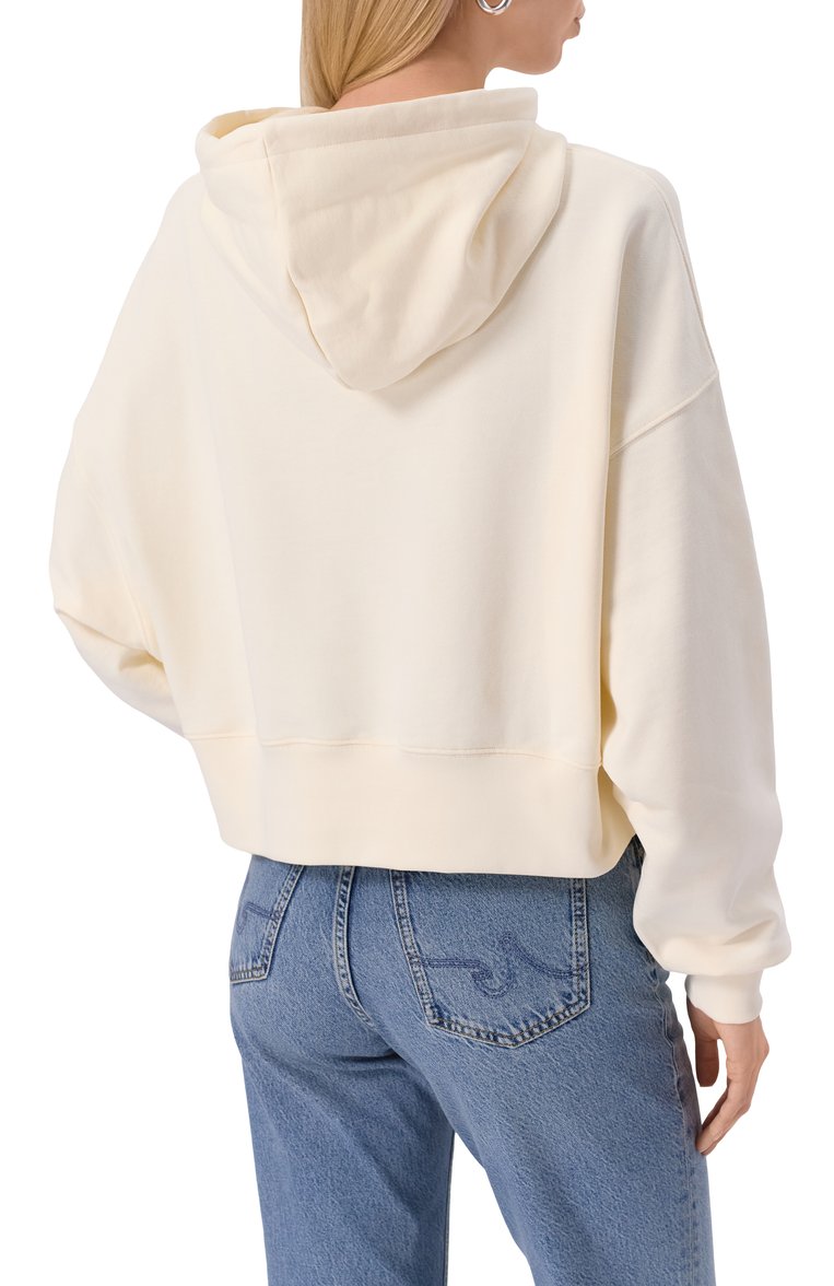 Женский хлопковое худи MSGM кремвого цвета, арт. 2000MDM509/300000 | Фото 4 (Драгоценные камни: Проставлено; Рукава: Длинные; Длина (для топов): Стандартные; Материал сплава: Проставлено; Стили: Кэжуэл; Женское Кросс-КТ: Худи-одежда; Материал внешний: Хлопок)