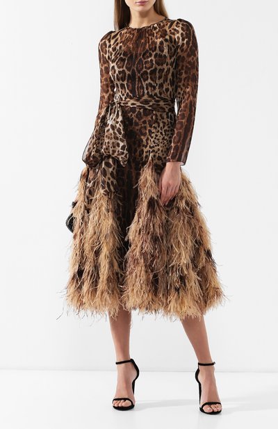 Шелковое платье DOLCE & GABBANA леопардового цвета по цене 995000 руб., арт. F6C1DZ/FS1AR, фото 2 Шелковое платье DOLCE & GABBANA, арт. F6C1DZ/FS1AR, фото 2