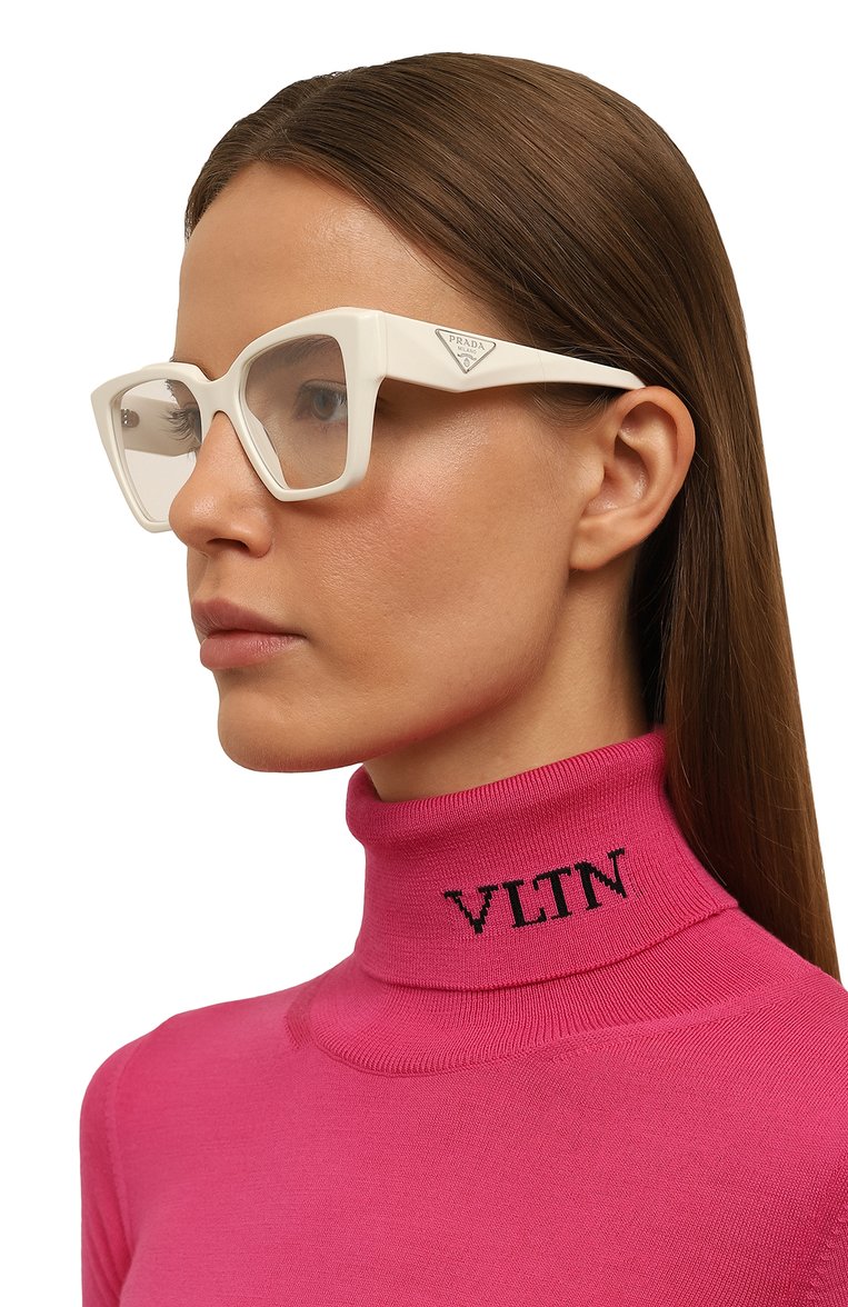 Женские оправа PRADA белого цвета, арт. 09ZV-142101 | Фото 2 (Региональные ограничения белый список (Axapta Mercury): Не проставлено; Нос: Не проставлено; Тип очков: Оправа; Материал: Пластик; Оптика Гендер: оптика-женское; Очки форма: Квадратные)