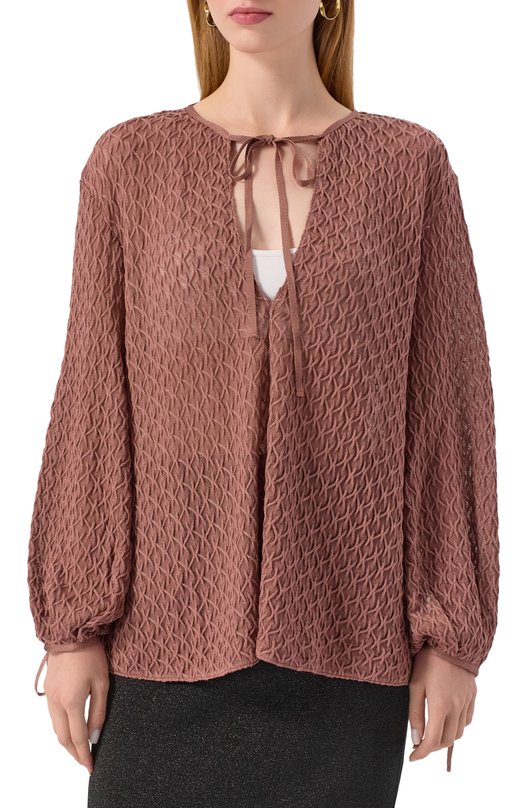 Блузка из шерсти и вискозы Missoni DS25WJ0K/BR012J Коричневый  DS25WJ0K/BR012J Фото 3