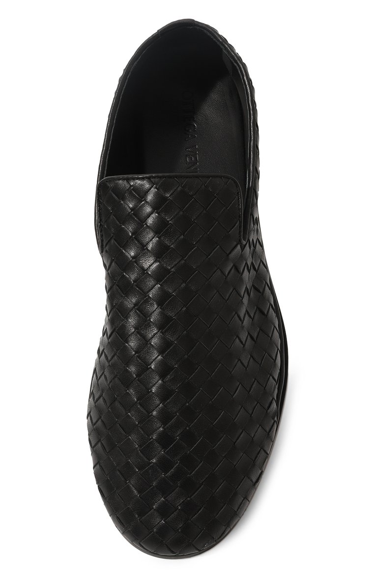Мужские кожаные слиперы BOTTEGA VENETA черного цвета, арт. 730275/V2ED0 | Фото 6 (Нос: Не проставлено; Материал внутренний: Натуральная кожа; Стили: Кэжуэл; Мужское Кросс-КТ: Слиперы-обувь; Материал внешний: Натуральная кожа)