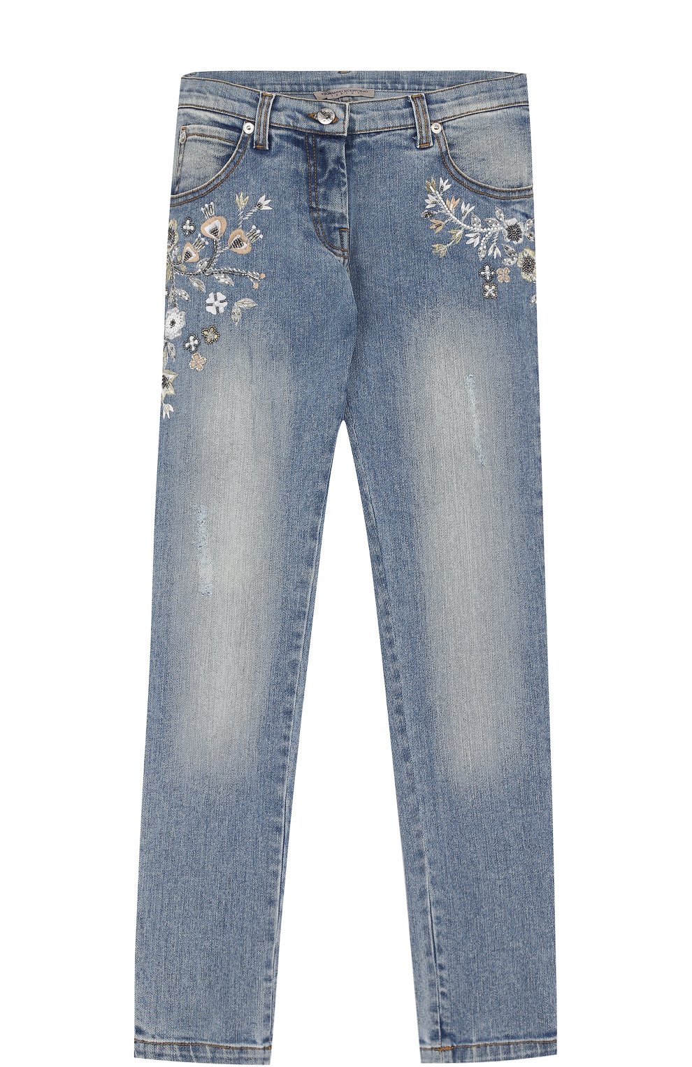 Джинсы с декоративными потертостями и вышивкой бисером ERMANNO SCERVINO, арт. 41 I JL10/10-16, фото 1