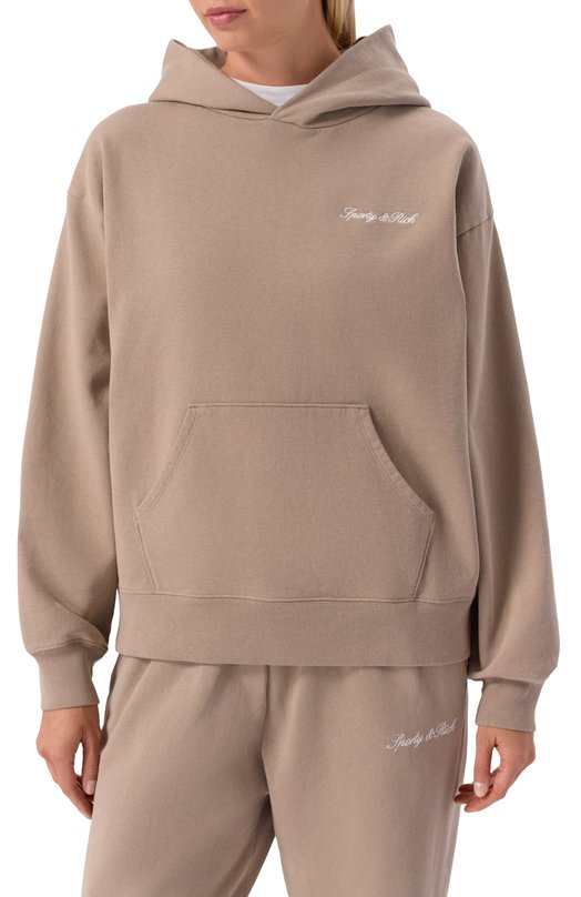 Хлопковое худи Sporty and Rich ST09168326BR08 Бежевый  ST09168326BR08 Фото 3