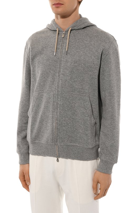 Толстовка из кашемира и хлопка Brunello Cucinelli MM8329069G Серый  MM8329069G Фото 3