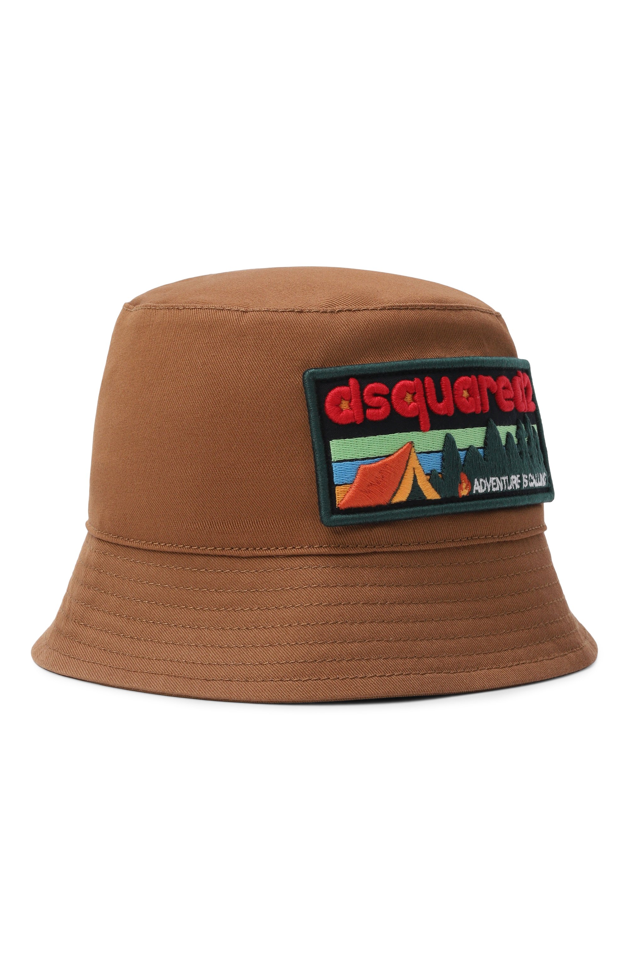 Хлопковая панама DSQUARED2 коричневого цвета по цене 12100 руб., арт. DQ3260/D00YT, фото 1 Хлопковая панама DSQUARED2, арт. DQ3260/D00YT, фото 1