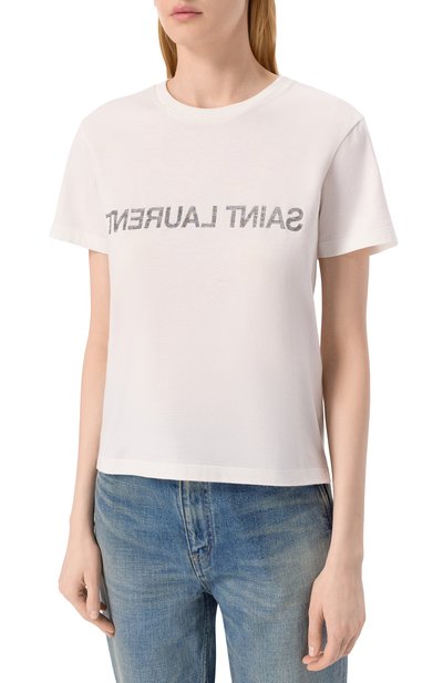 Хлопковая футболка SAINT LAURENT, арт. 665234/Y37AW, фото 3