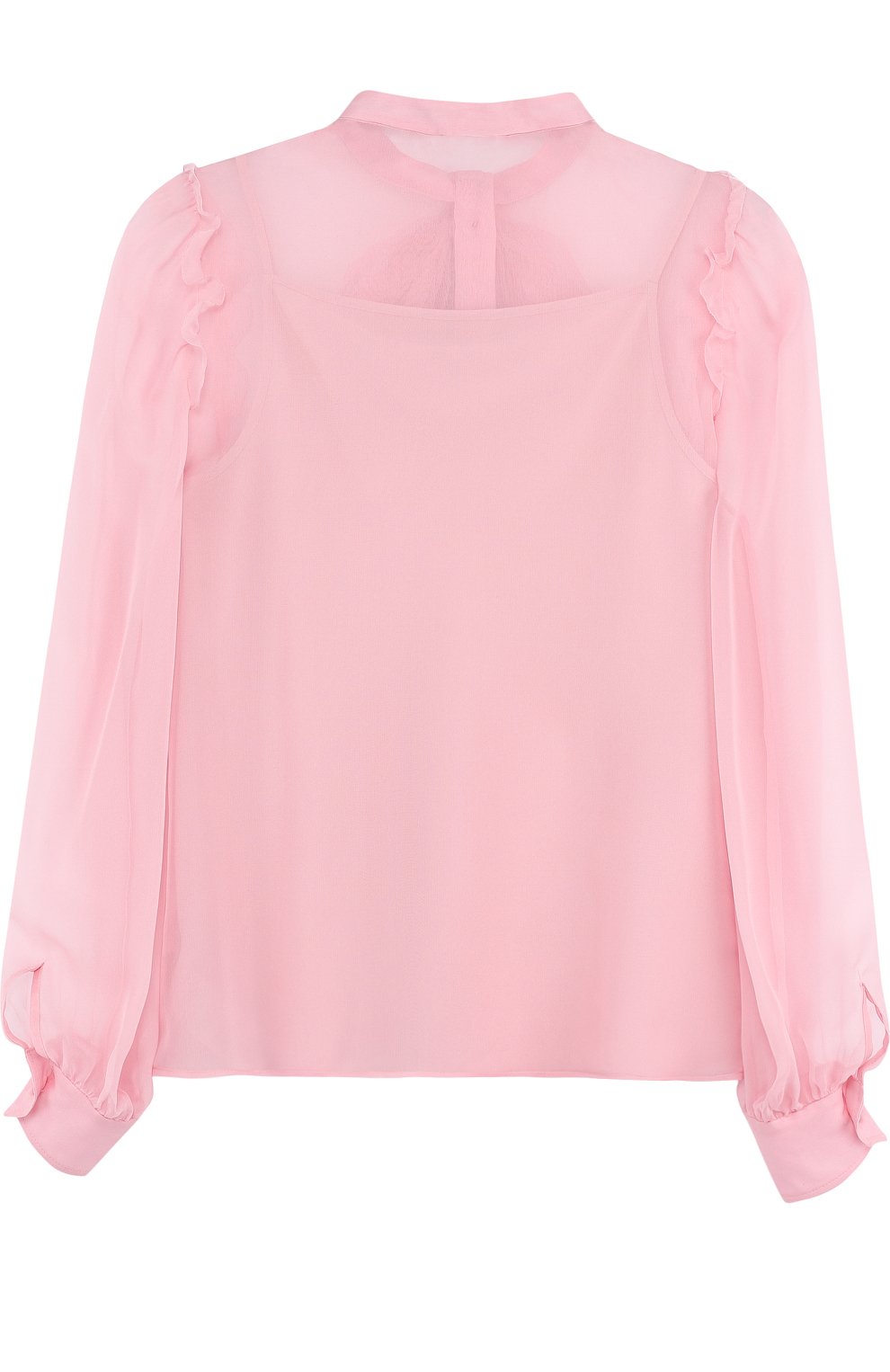Шелковая блуза с воротником аскот DOLCE & GABBANA светло-розового цвета по цене 21050 руб., арт. L53S65/FU1HW/8-14, фото 2 Шелковая блуза с воротником аскот DOLCE & GABBANA, арт. L53S65/FU1HW/8-14, фото 2