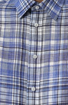 Женская льняная блуза свободного кроя в клетку RALPH LAUREN синего цвета, арт. 290707940 | Фото 5 (Рукава: Длинные; Материал внешний: Лен; Женское Кросс-КТ: Блуза-одежда; Принт: Клетка, С принтом; Длина (для топов): Удлиненные; Стили: Кэжуэл; Материал сплава: Проверено, Проставлено; Драгоценные камни: Проставлено)
