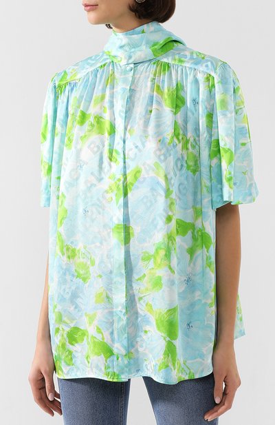 Шелковая блузка BALENCIAGA зеленого цвета по цене 119000 руб., арт. 602571/TILE8, фото 3 Шелковая блузка BALENCIAGA, арт. 602571/TILE8, фото 3