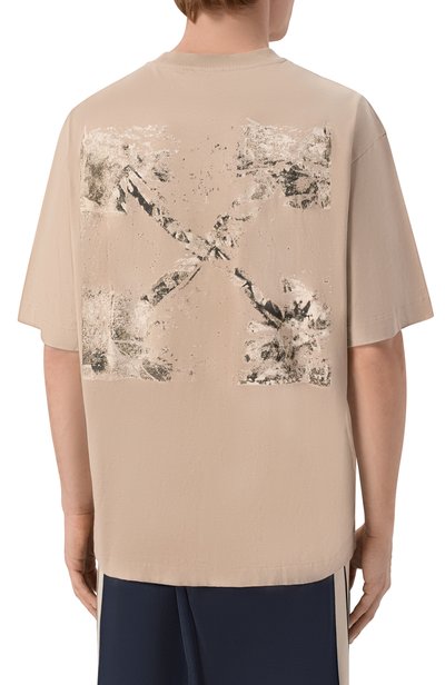 Хлопковая футболка OFF-WHITE бежевого цвета по цене 46850 руб., арт. 0MAA120F26JER00D0, фото 4 Хлопковая футболка OFF-WHITE, арт. 0MAA120F26JER00D0, фото 4