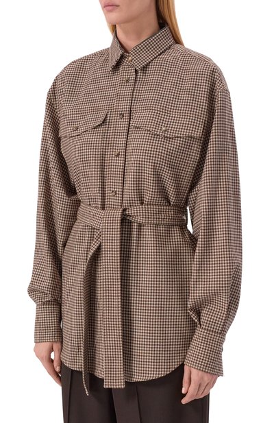 Шерстяная рубашка BRUNELLO CUCINELLI коричневого цвета по цене 250500 руб., арт. MB149MQ206, фото 3 Шерстяная рубашка BRUNELLO CUCINELLI, арт. MB149MQ206, фото 3