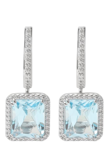 Женские серьги-багеты с голубыми топазами SECRETS JEWELRY серебряного цвета по цене 0 руб., арт. СБГТС0359 | Фото 1