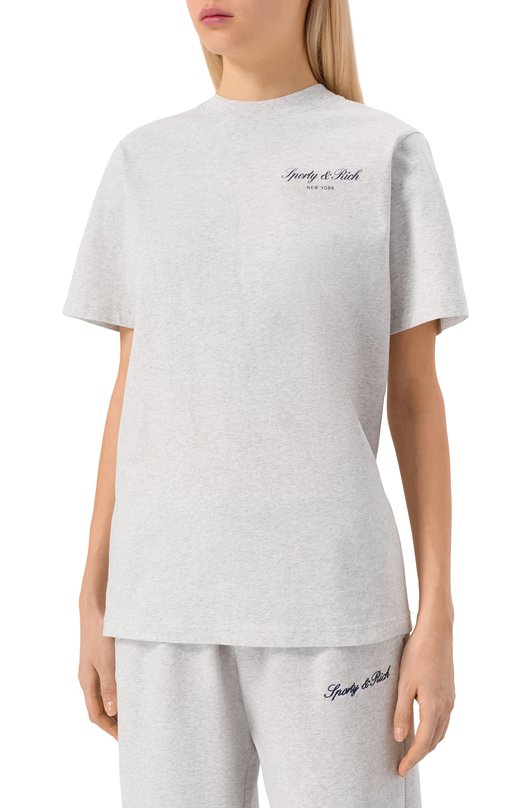 Хлопковая футболка Sporty and Rich T004368329GY03 Серый  T004368329GY03 Фото 3