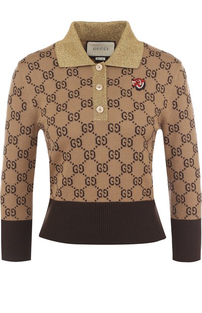 Женский пуловер с отложным воротником и укороченным рукавом GUCCI, арт. 501252/X9Q05