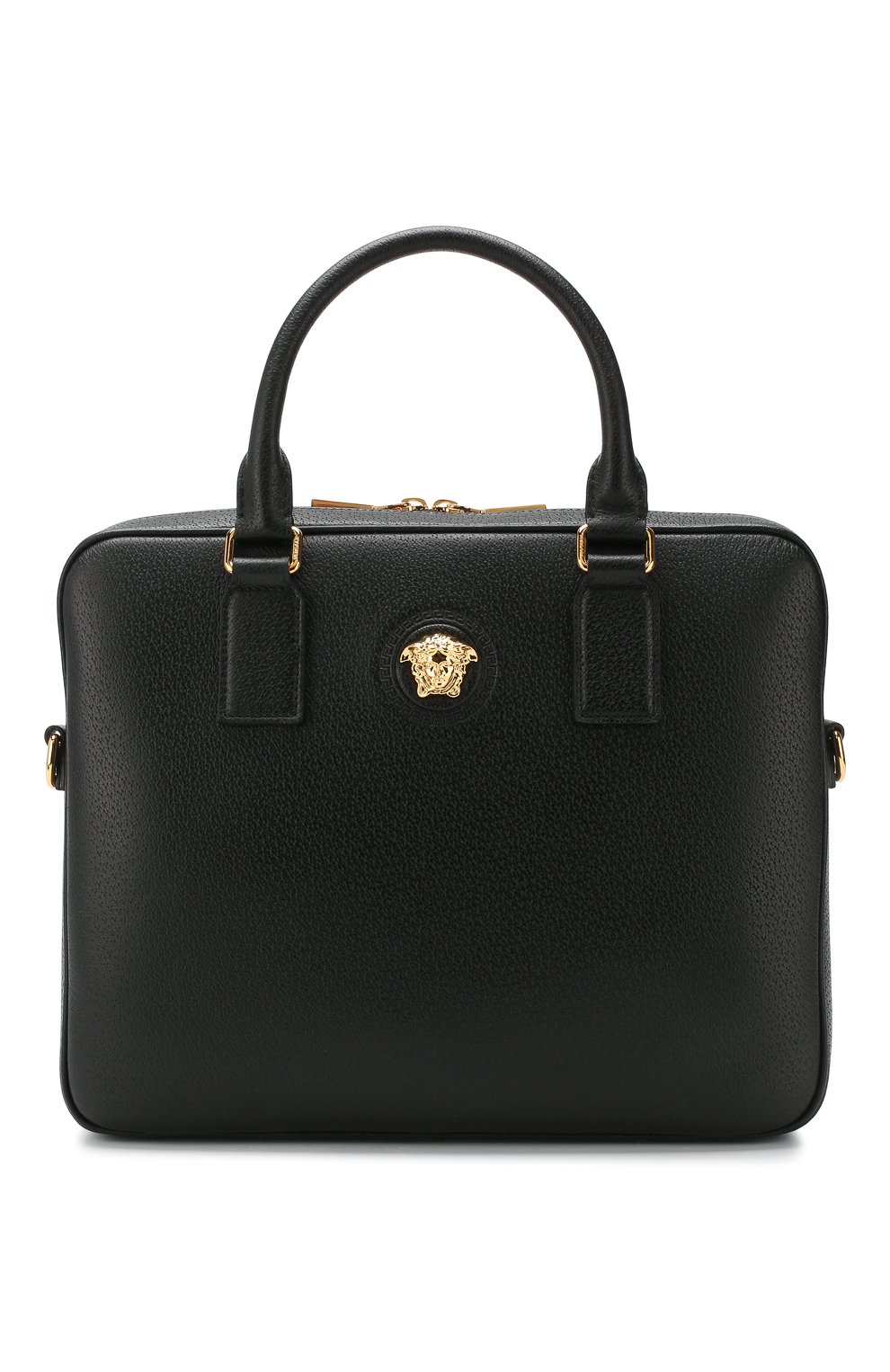 Кожаная сумка для ноутбука VERSACE черного цвета по цене 226000 руб., арт. DLC5105/DG0VV, фото 1 Кожаная сумка для ноутбука VERSACE, арт. DLC5105/DG0VV, фото 1