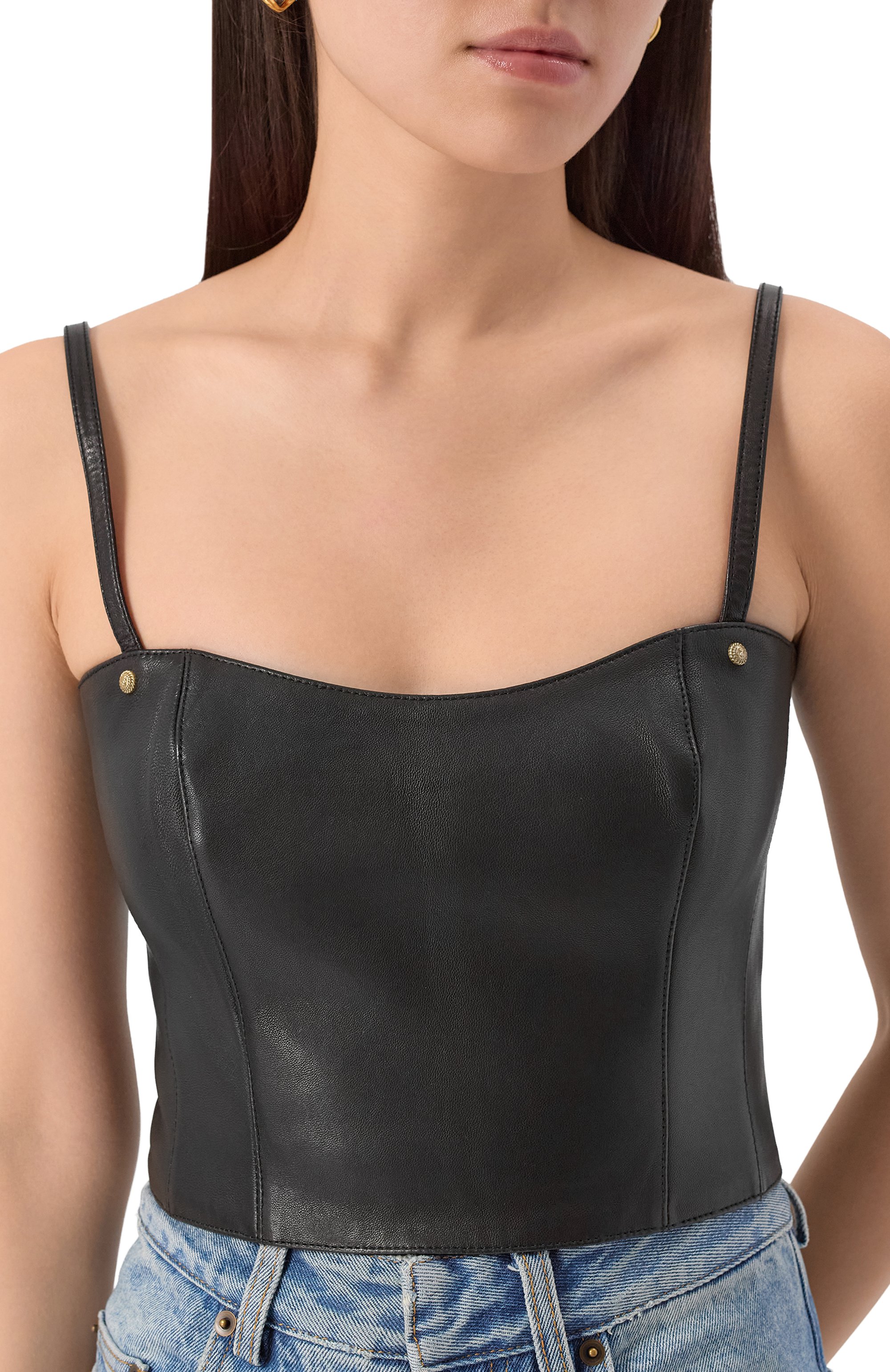 Кожаный топ BALMAIN, арт. CF1AA285/LC62, фото 5