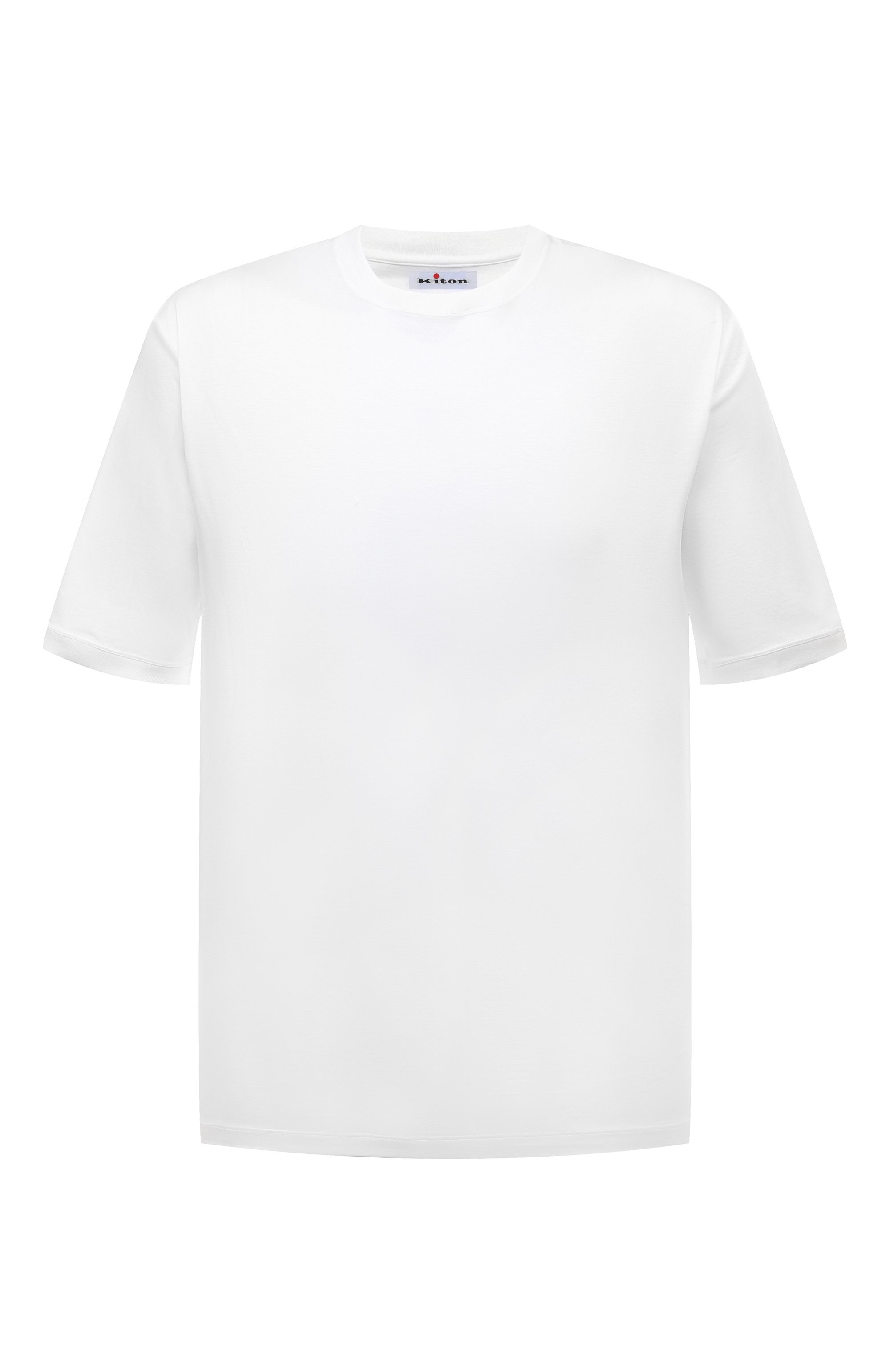 Хлопковая футболка KITON белого цвета по цене 43100 руб., арт. UMC029H08800, фото 1 Хлопковая футболка KITON, арт. UMC029H08800, фото 1