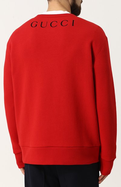 Хлопковый свитшот с принтом GUCCI красного цвета по цене 64950 руб., арт. 475532/X3M04, фото 4 Хлопковый свитшот с принтом GUCCI, арт. 475532/X3M04, фото 4