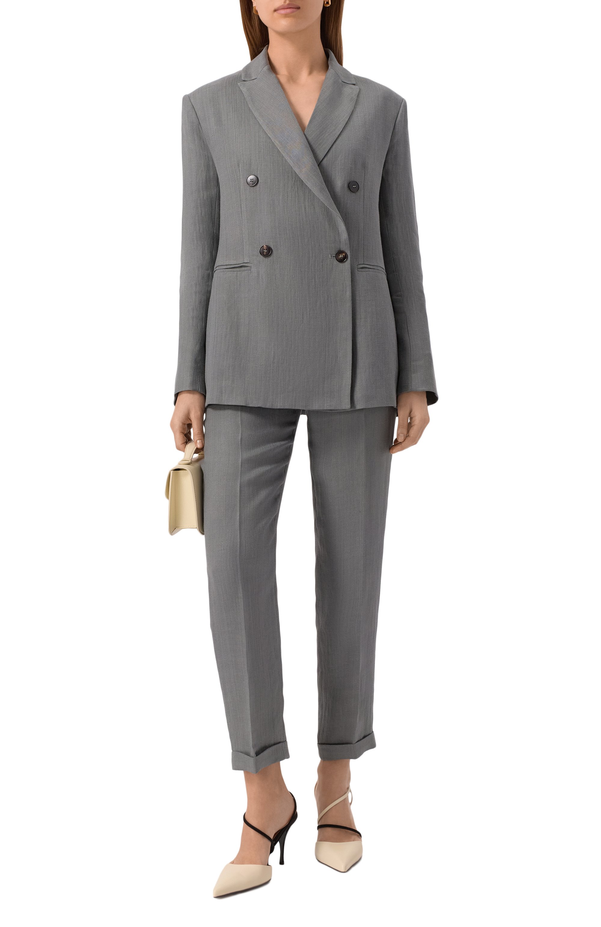 Брюки из вискозы и льна ANTONELLI FIRENZE серого цвета по цене 64950 руб., арт. J8374N/974, фото 2 Брюки из вискозы и льна ANTONELLI FIRENZE, арт. J8374N/974, фото 2