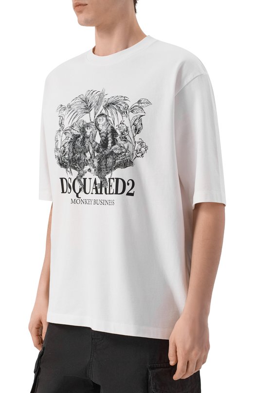 Хлопковая футболка Dsquared2 S74GD1545/D20106 Белый  S74GD1545/D20106 Фото 3