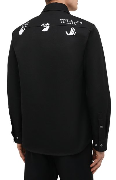 Хлопковая рубашка OFF-WHITE черного цвета по цене 46750 руб., арт. 0MGA137F20FAB0011001, фото 4 Хлопковая рубашка OFF-WHITE, арт. 0MGA137F20FAB0011001, фото 4