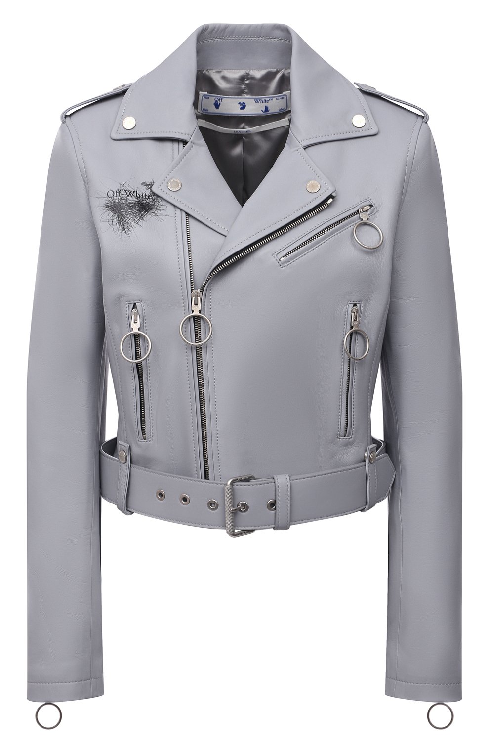Женская серая кожаная куртка OFF-WHITE купить в интернет-магазине ЦУМ ...