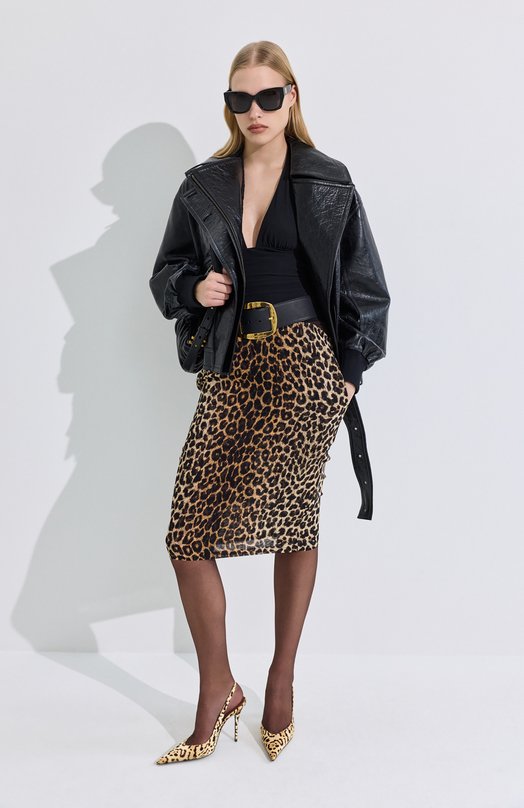 Шелковая юбка Saint Laurent 851746/Y2B11 Леопардовый  851746/Y2B11 Фото 6