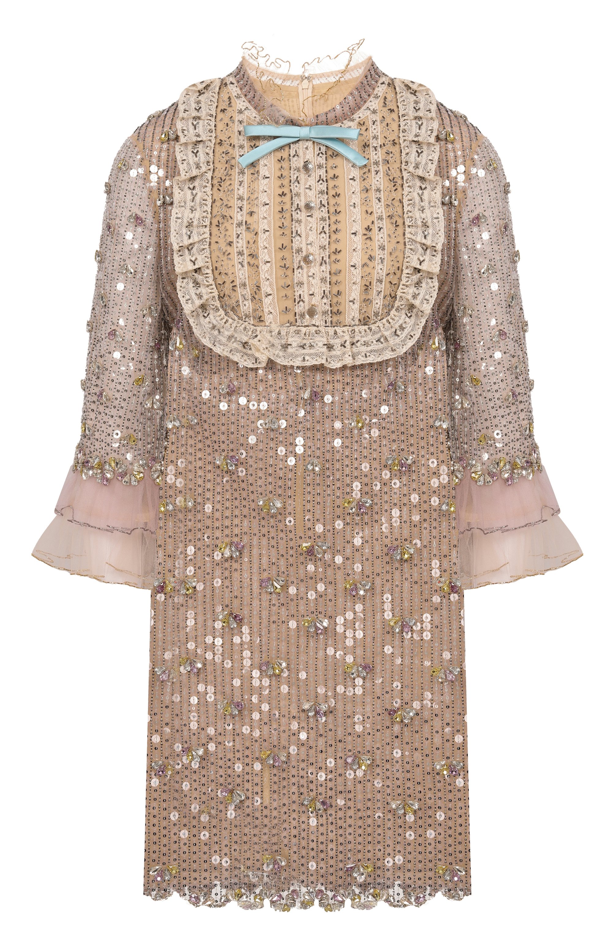 Платье с отдел кой пайетками и бисером VALENTINO, арт. 7B3VADR8/1ED, фото 1