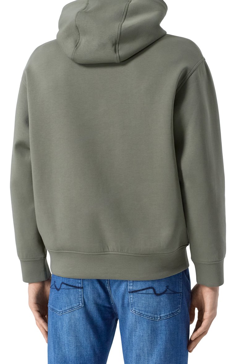 Мужской хлопковое худи EMPORIO ARMANI хаки цвета, арт. EM001692/AF10013 | Фото 4 (Материал сплава: Проставлено; Длина (для топов): Стандартные; Материал внешн�ий: Хлопок; Драгоценные камни: Проставлено; Рукава: Длинные; Мужское Кросс-КТ: Худи-одежда; Принт: С принтом; Стили: Спорт-шик, Милитари)