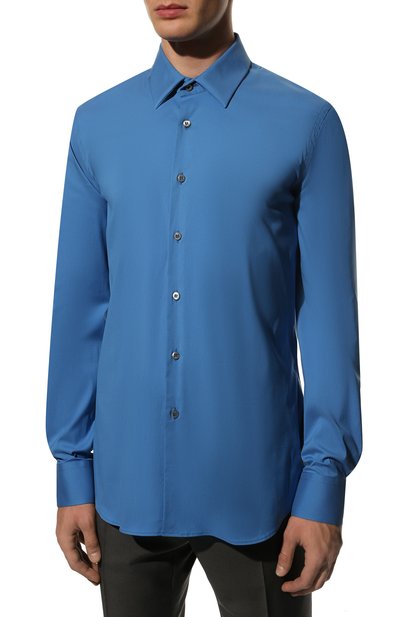 Хлопковая рубашка PRADA синего цвета по цене 65000 руб., арт. UCM608-F62-F0013, фото 3 Хлопковая рубашка PRADA, арт. UCM608-F62-F0013, фото 3