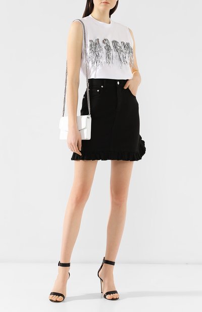 Хлопковый топ MSGM белого цвета по цене 19600 руб., арт. 2641MDM90X 195298, фото 2 Хлопковый топ MSGM, арт. 2641MDM90X 195298, фото 2