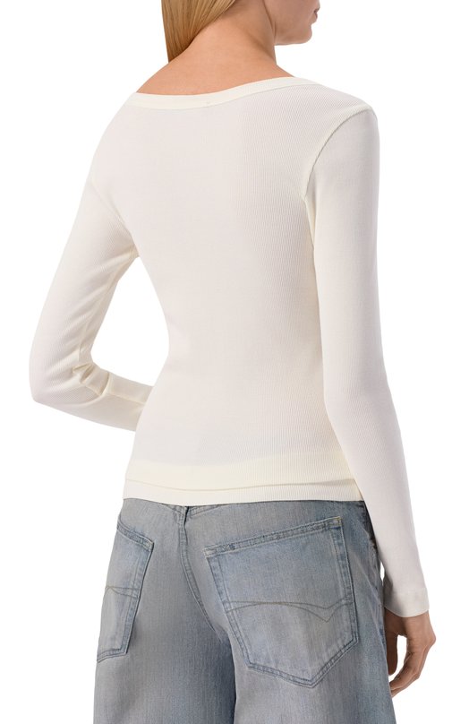 Хлопковый лонгслив-хенли Dolce & Gabbana F8W44T/FU7AV Кремовый  F8W44T/FU7AV Фото 4