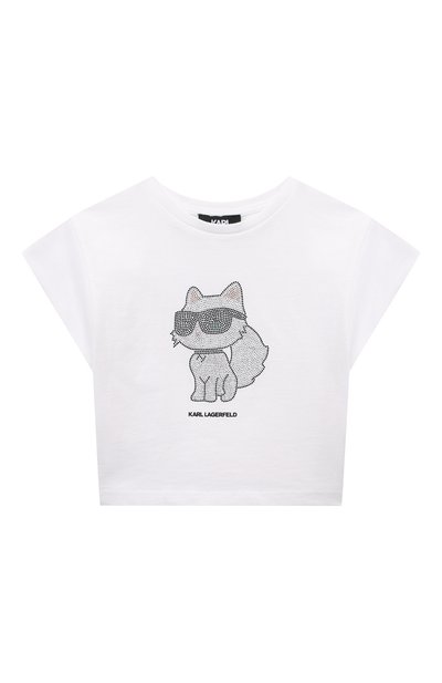 Хлопковая футболка KARL LAGERFELD KIDS, арт. Z30113