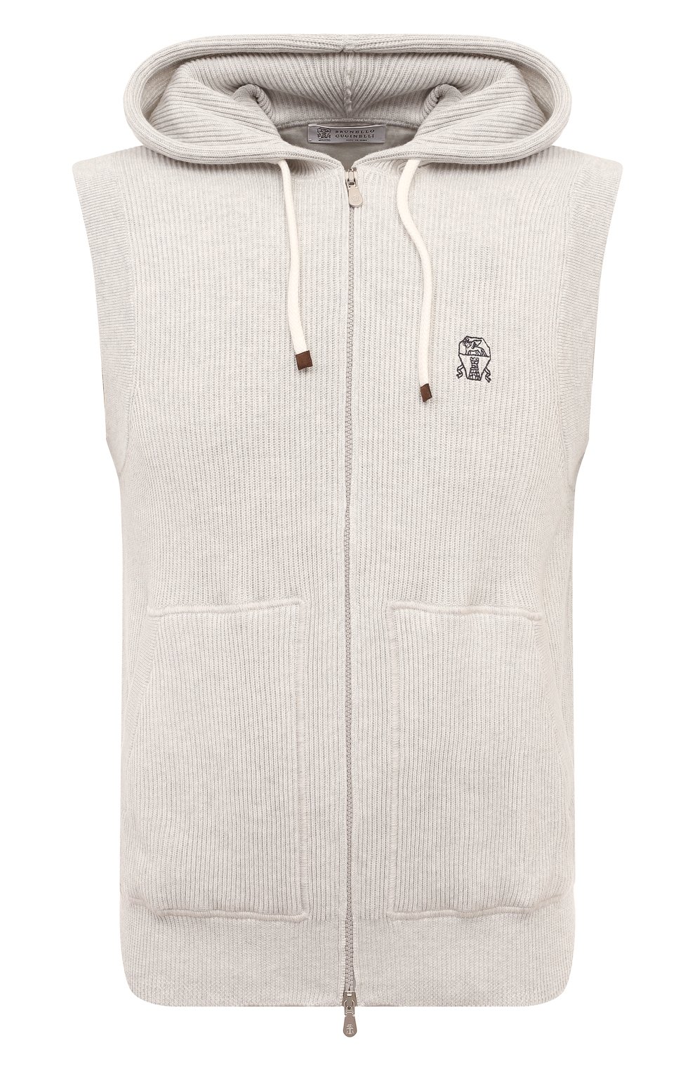 Хлопковый жилет BRUNELLO CUCINELLI светло-серого цвета по цене 160500 руб., арт. M2920B2308, фото 1 Хлопковый жилет BRUNELLO CUCINELLI, арт. M2920B2308, фото 1