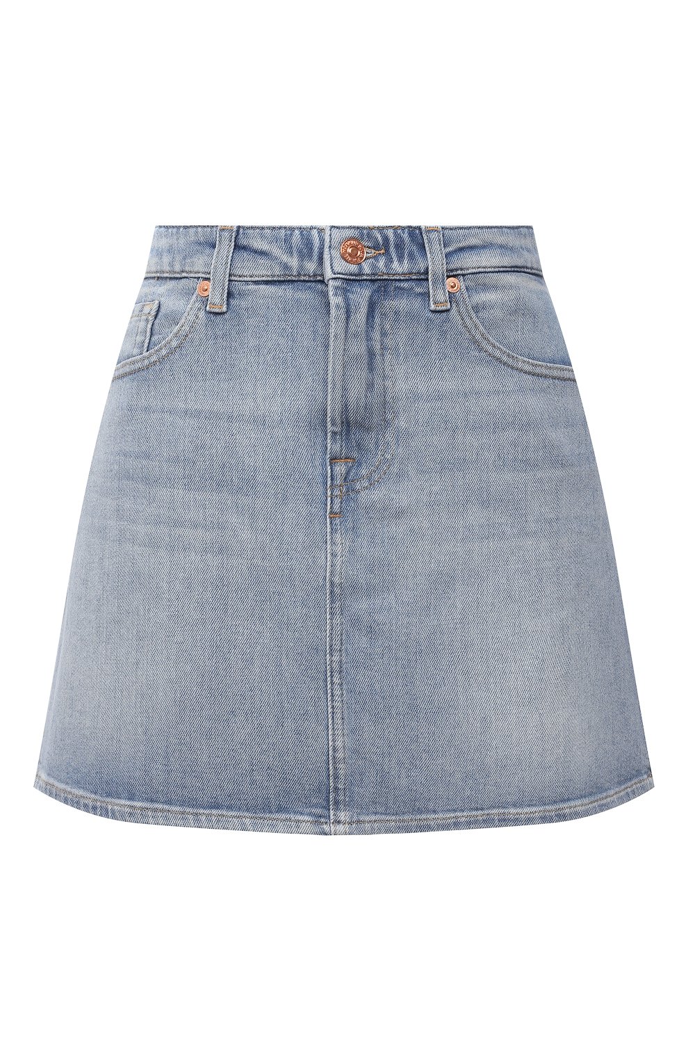 Джинсовая юбка 7 FOR ALL MANKIND голубого цвета по цене 11650 руб., арт. JSQFA500IH, фото 1 Джинсовая юбка 7 FOR ALL MANKIND, арт. JSQFA500IH, фото 1