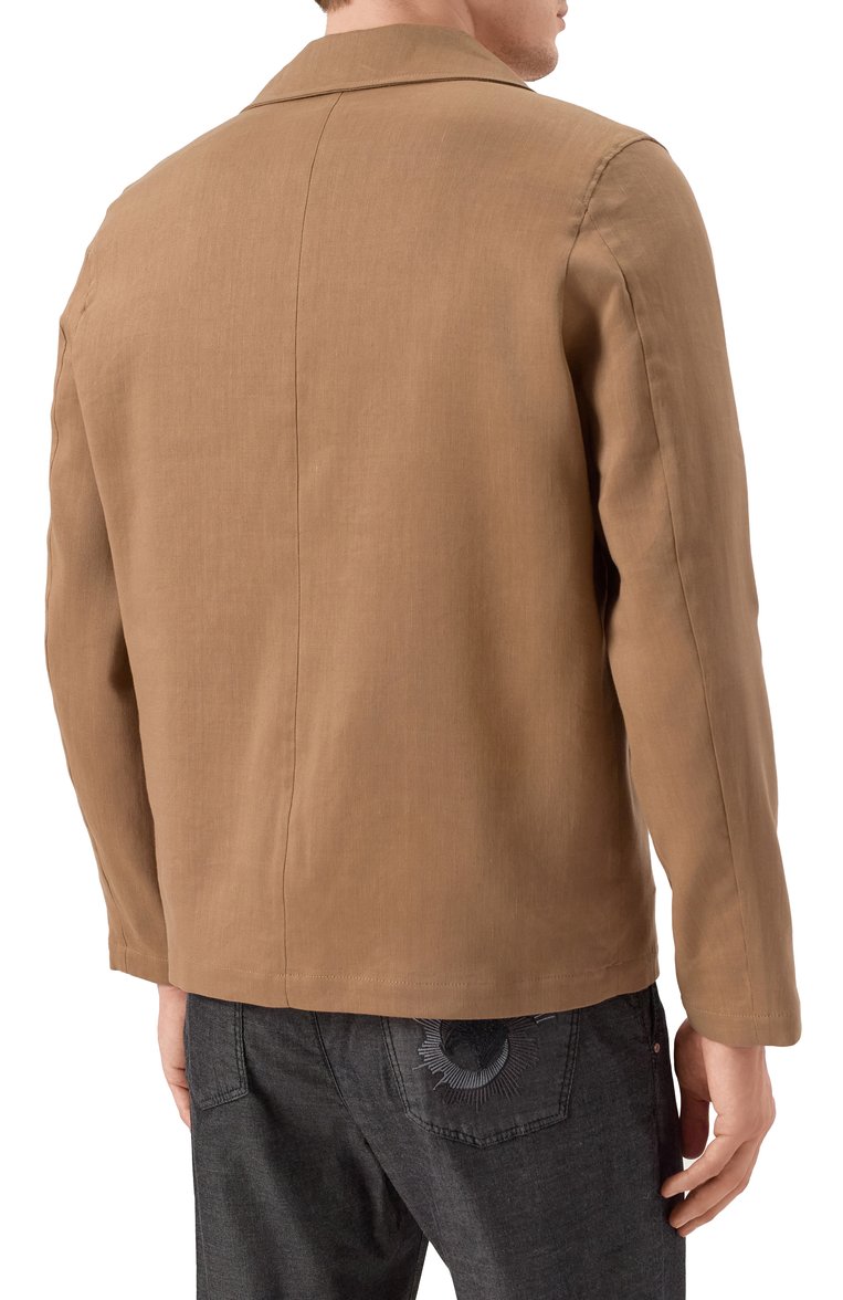 Мужская куртка-рубашка изо льна и шерсти CORNELIANI бежевого цвета, арт. 25LI20-2518468 | Фото 4 (Длина (верхняя одежда): Короткие; Материал внешни�й: Шерсть, Лен; Рукава: Длинные; Стили: Кэжуэл; Мужское Кросс-КТ: Куртка-рубашка; Кросс-КТ: Легкие; Автоматизация ТО: Проставлено; Автоматизация состава: Проставлено)