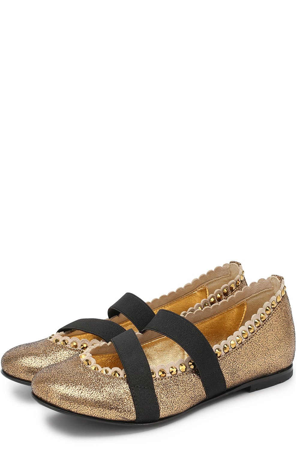 Балетки из металлизированной кожи со стразами и эластичной вставкой QUIS QUIS, арт. 52667/28-35, фото 1