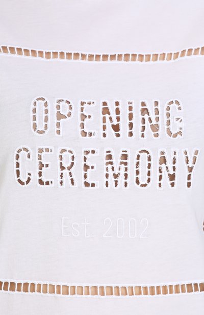 Хлопковая футболка с круглым вырезом и перфорацией OPENING CEREMONY, арт. S27TBA12098, фото 5